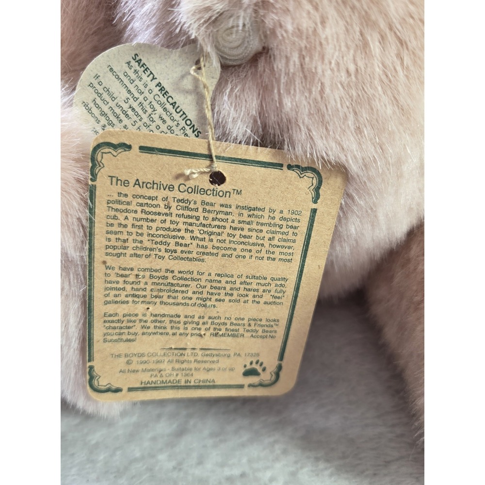 Retired Boyds Bears Guinevere Plush Jointed Pink Bear Archive Collection 1996 - Picture 11 of 14